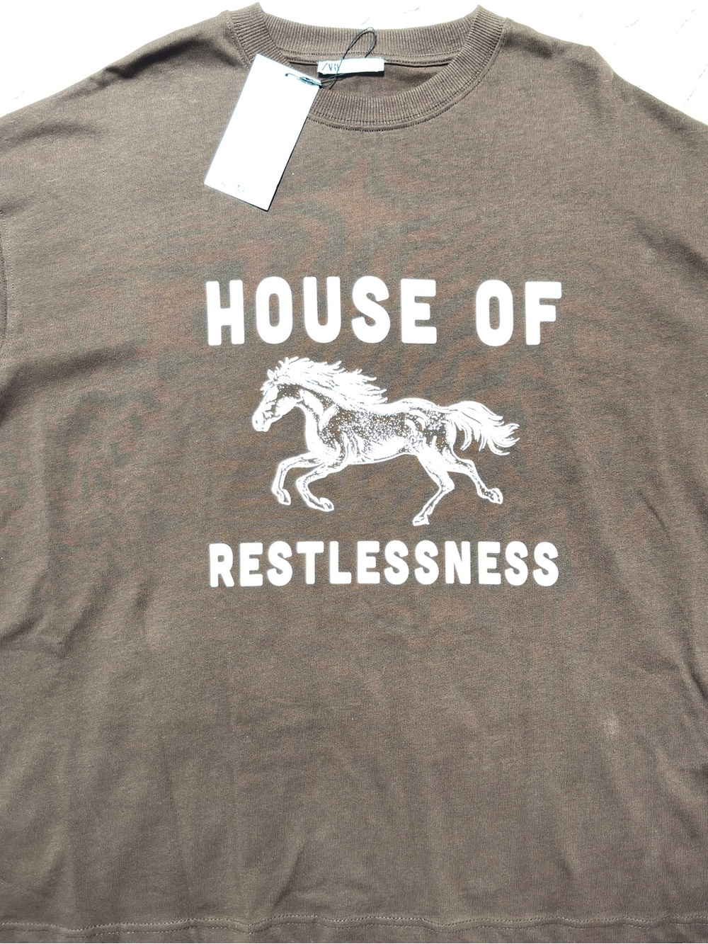 Zara House of Restlessness Graphic Tee - Brown oversized size Medium